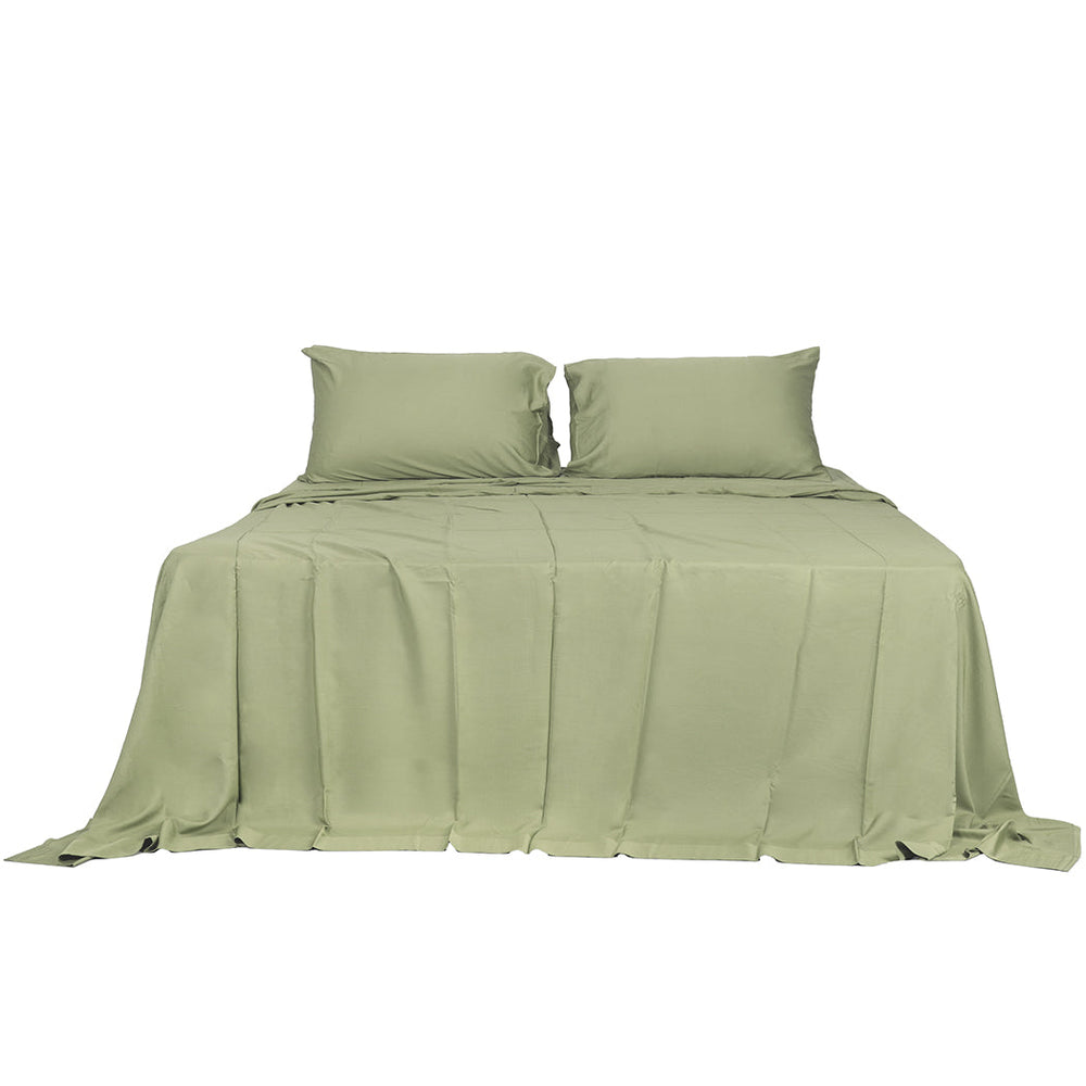 Dreamz Fitted Sheet Set Pillowcase Bamboo King Sage Green Summer 4PCS