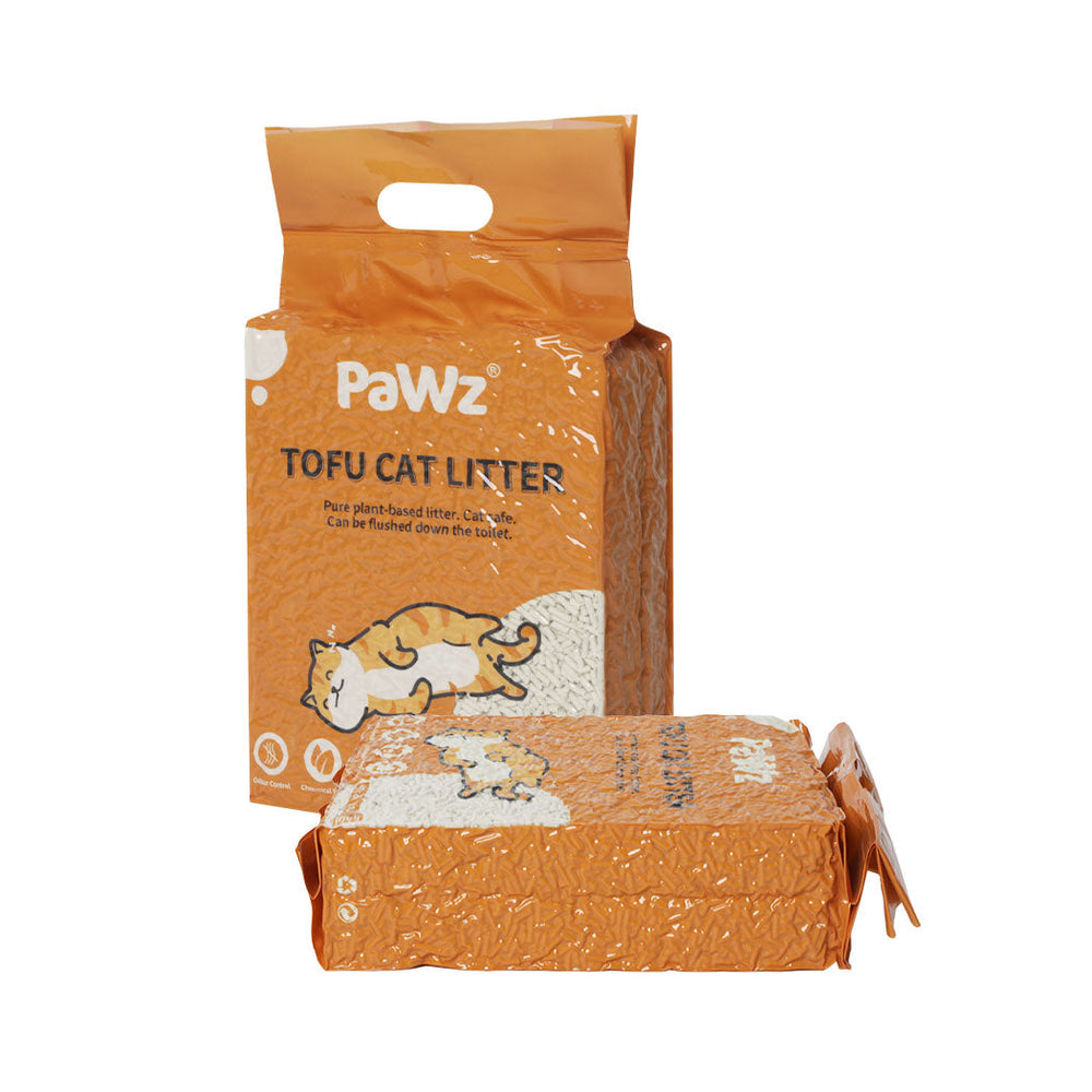 Pawz 2.5kg Tofu Cat Litter Clumping Flushable Fast Super Absorben Natural x6