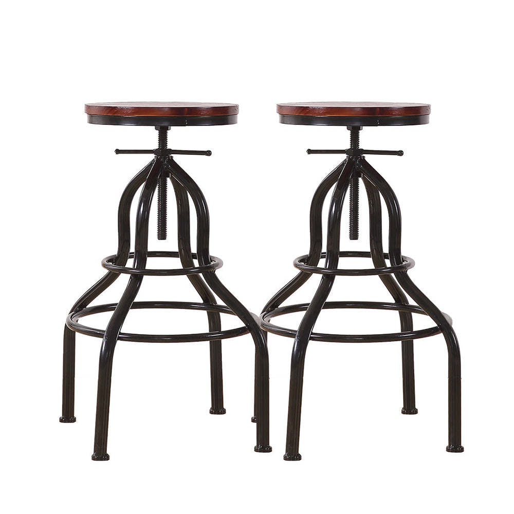 Levede Bar Stool Kitche0n Wooden Leather Barstools Industrial Swivel Chair Vanko