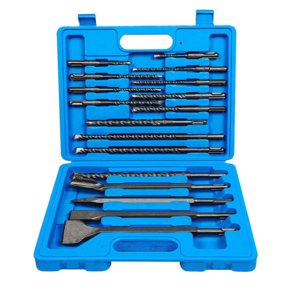 Traderight Drill Bits Set Chisel SDS Plus Rotary Hammer Masonry Concrete 17PCS