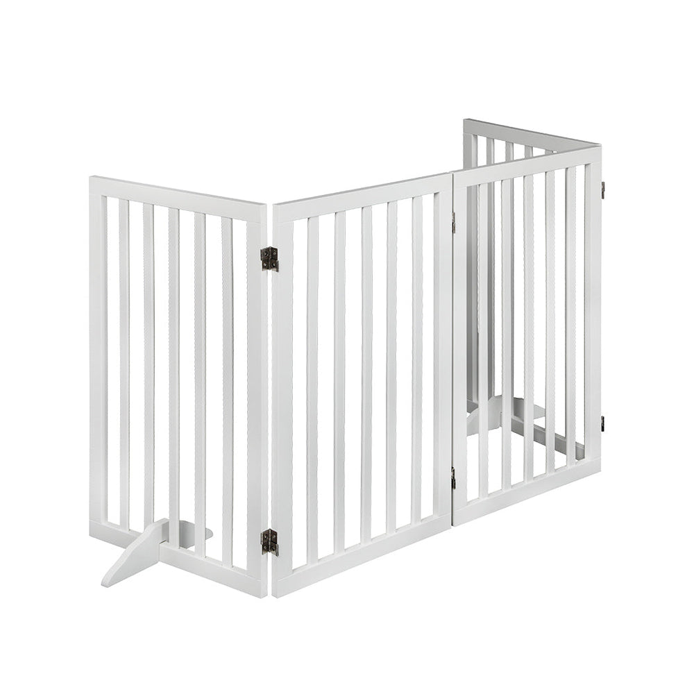 Pawz Wooden Pet Gate Dog Fence Safety Stair Barrier Security Door 4 Panel Large