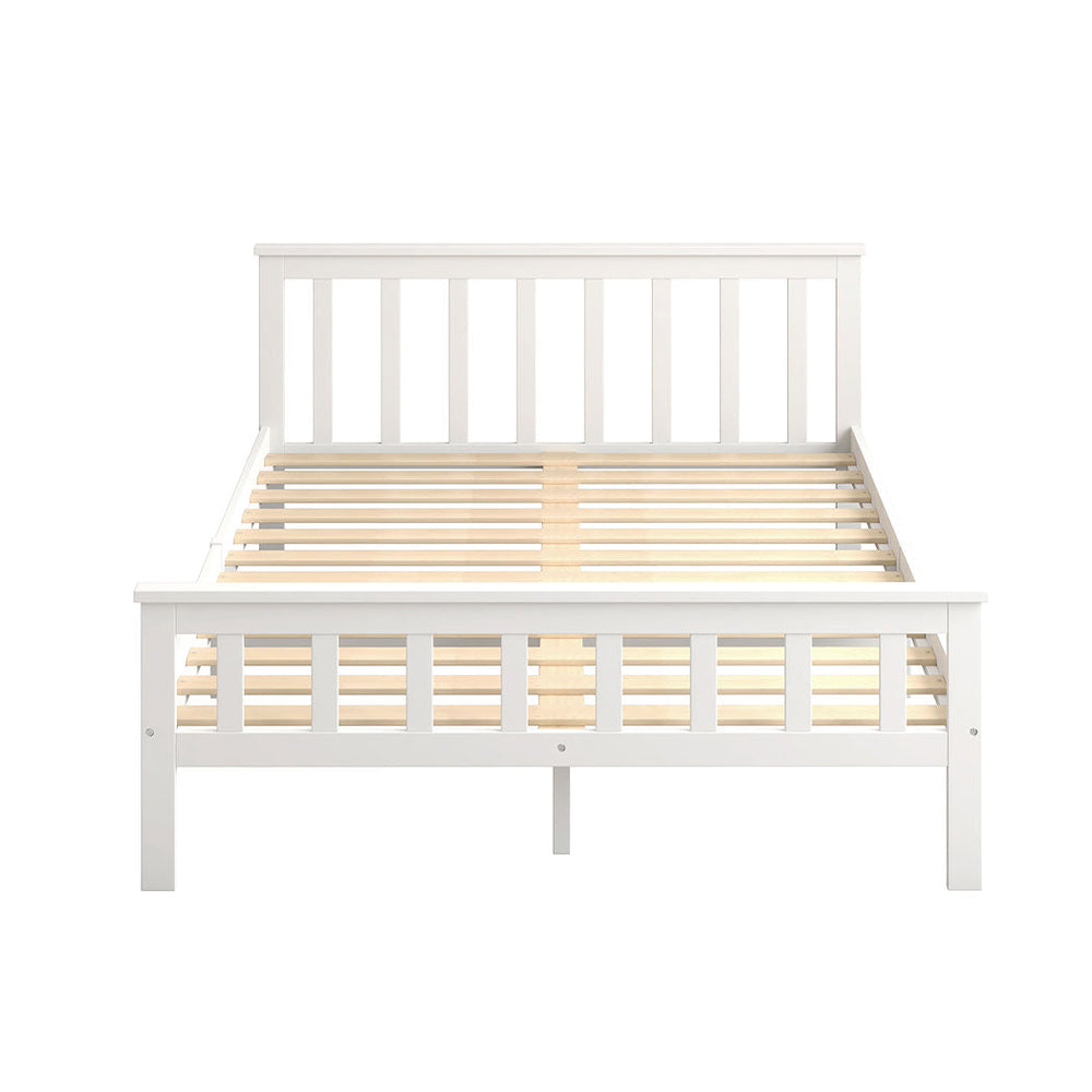 Levede Wooden Bed Frame Queen Size Mattress Base Solid Timber Pine Wood White