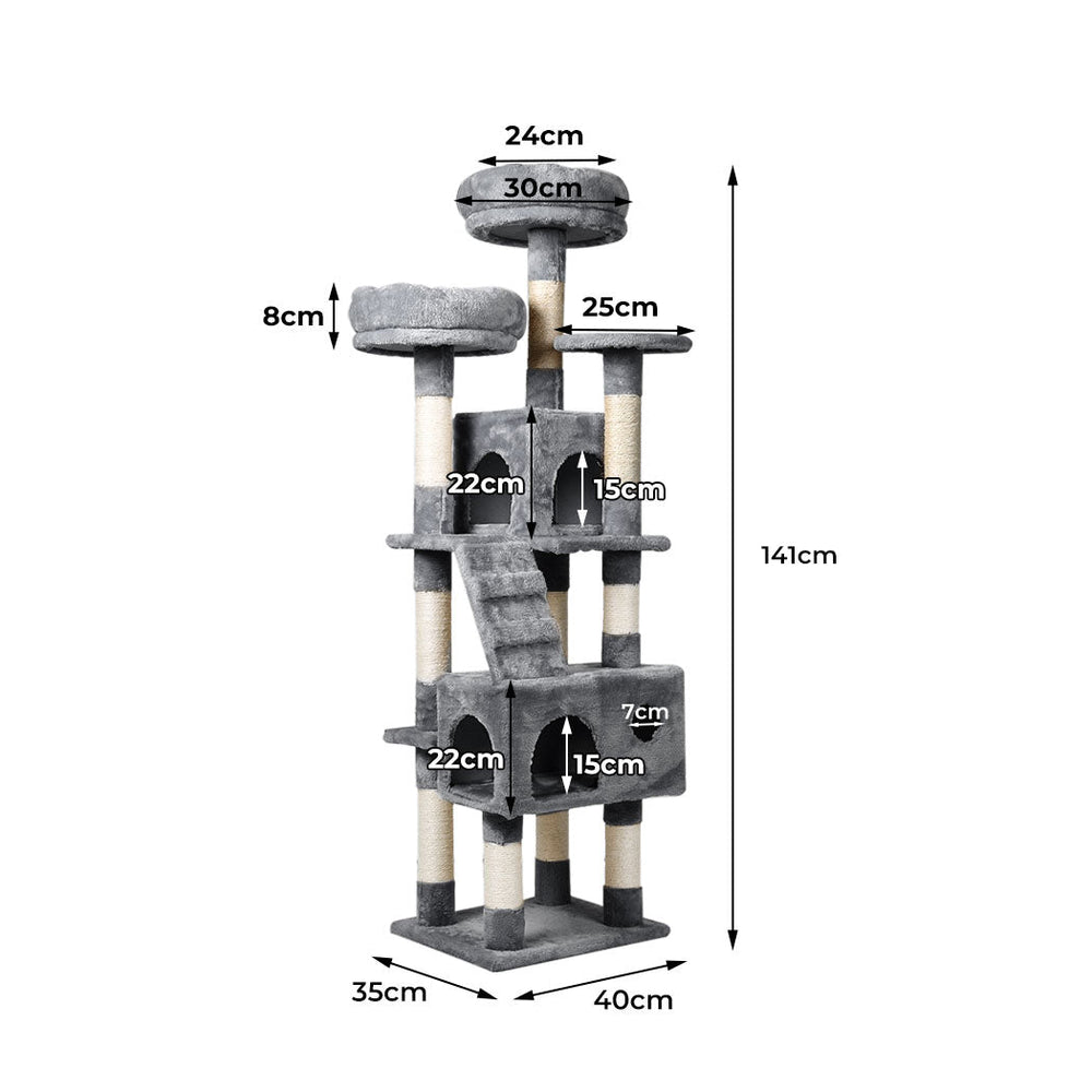 Pawz Cat Trees Scratching Post Scratcher For Large Cats Tower House Grey 141cm