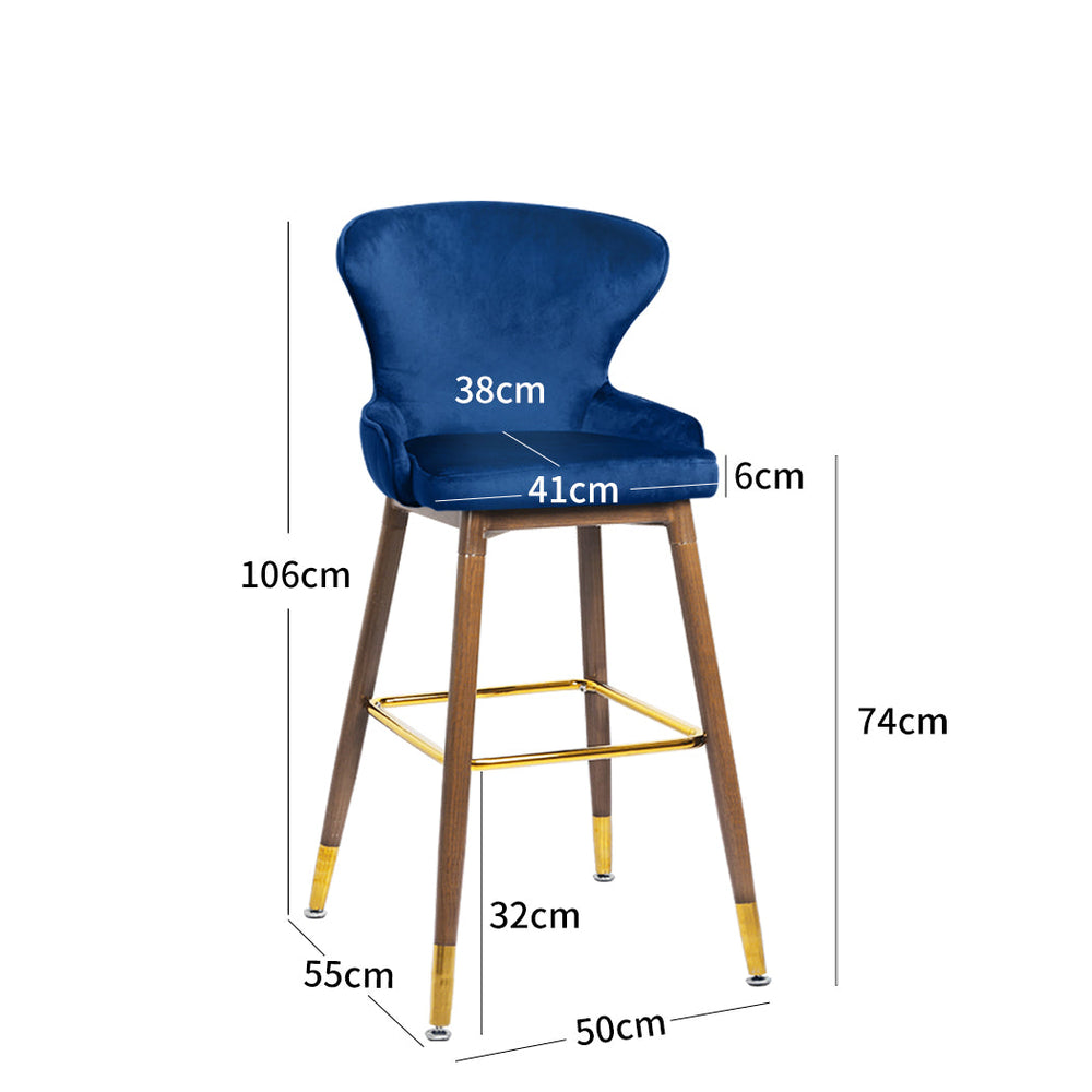 Levede 2x Bar Stools Counter Stool Chairs Velvet Swivel Barstool Walnut Legs