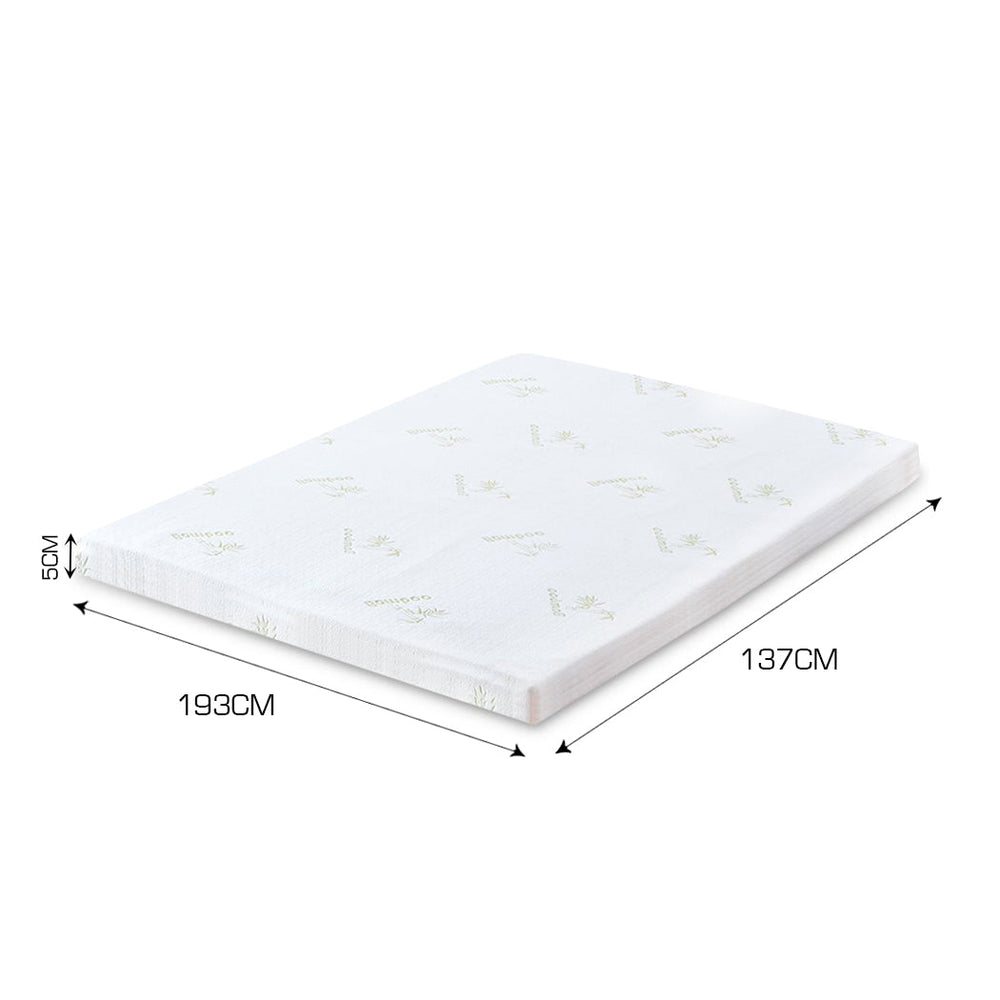 Dreamz 5cm Thickness Cool Gel Memory Foam Mattress Topper Bamboo Fabric Double