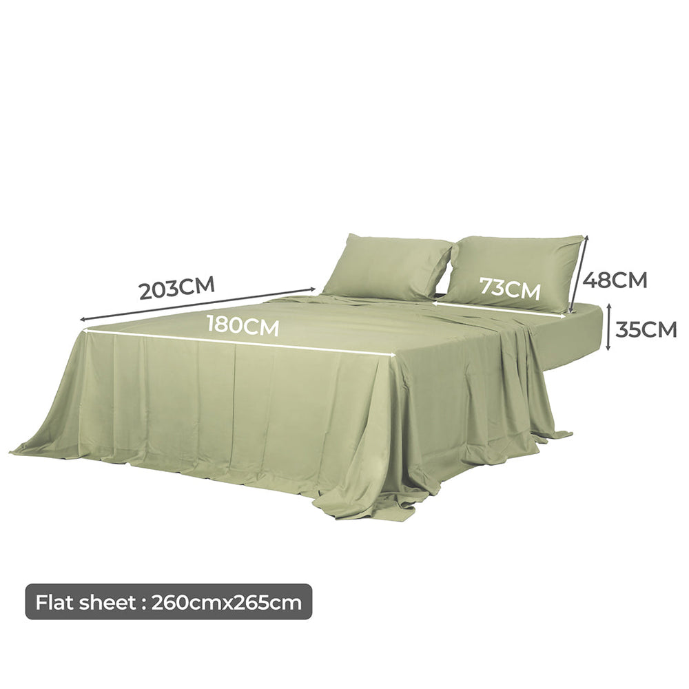 Dreamz Fitted Sheet Set Pillowcase Bamboo King Sage Green Summer 4PCS