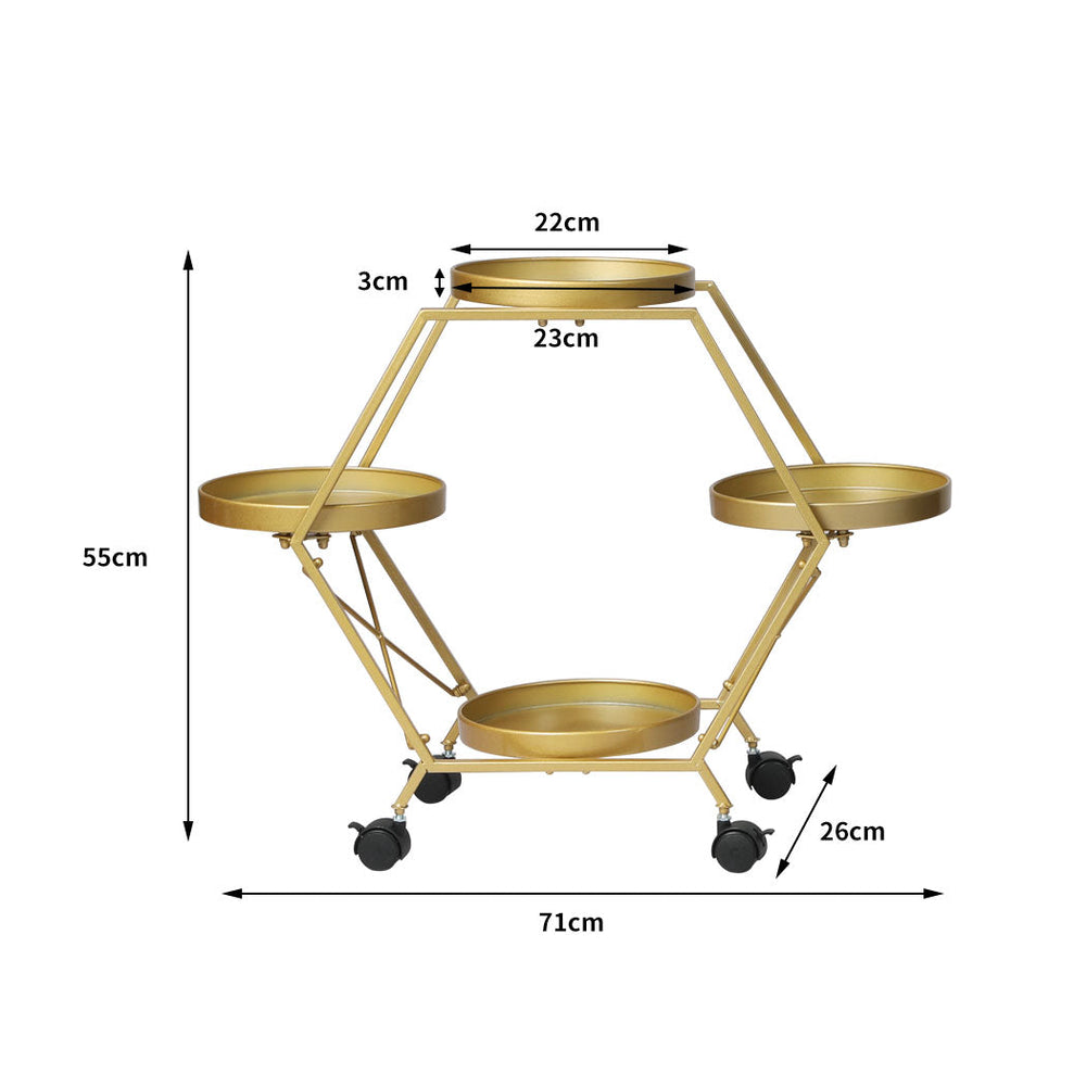 Levede Plant Stand Garden Outdoor Indoor Metal Home Decor Flower Pot Rack Wheels