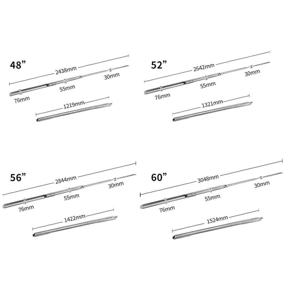 Traderight Group  227kg Drawer Slides Draw Locking 1219mm Heavy Duty Full Extension Ball Bearing