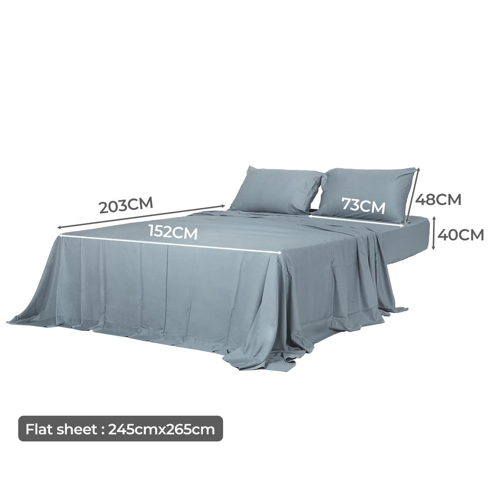 Dreamz Bamboo Sheet Set Fitted Pillowcase Queen Size Grey 4PCS Set