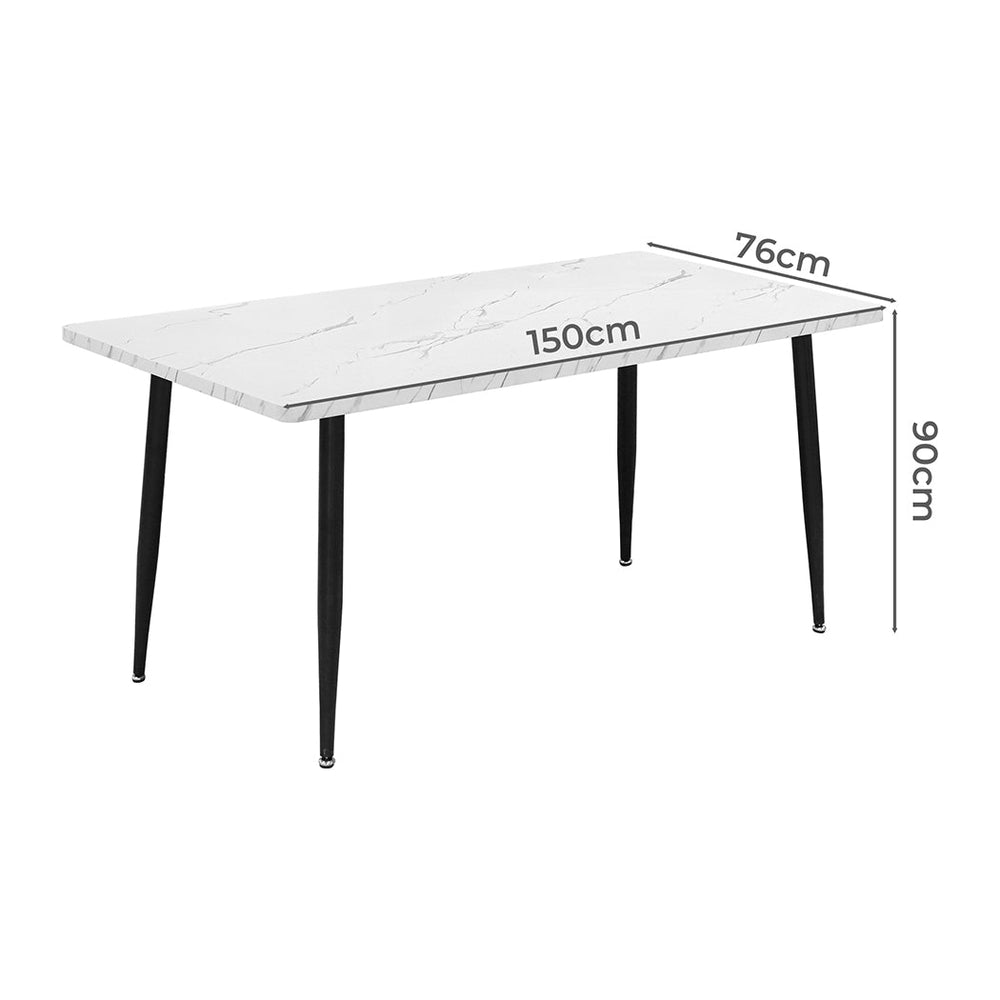 Levede Dining Table Steel Home Kitchen Marbled White Cafe 4-6 Seater 150x90cm