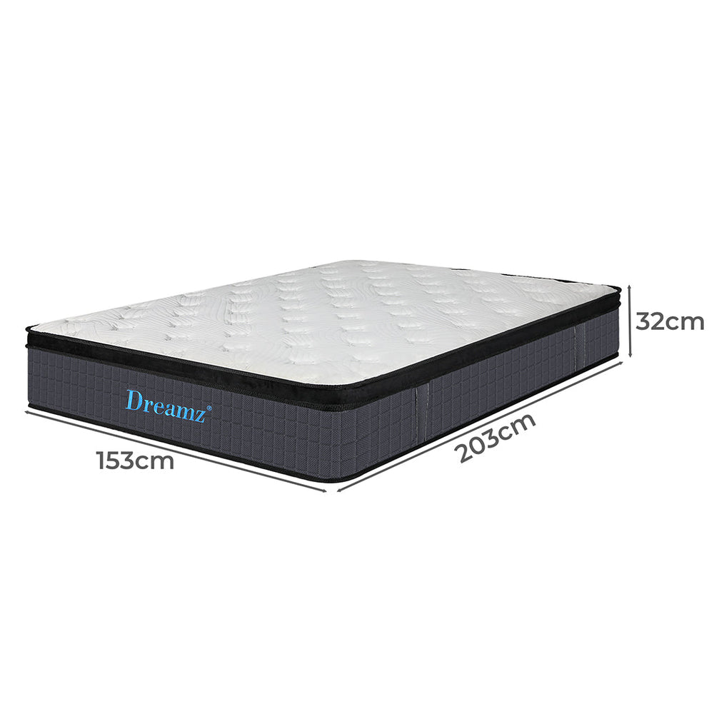 Dreamz Bedding Mattress Spring Queen Size Premium Bed Top Foam Medium Firm 32CM