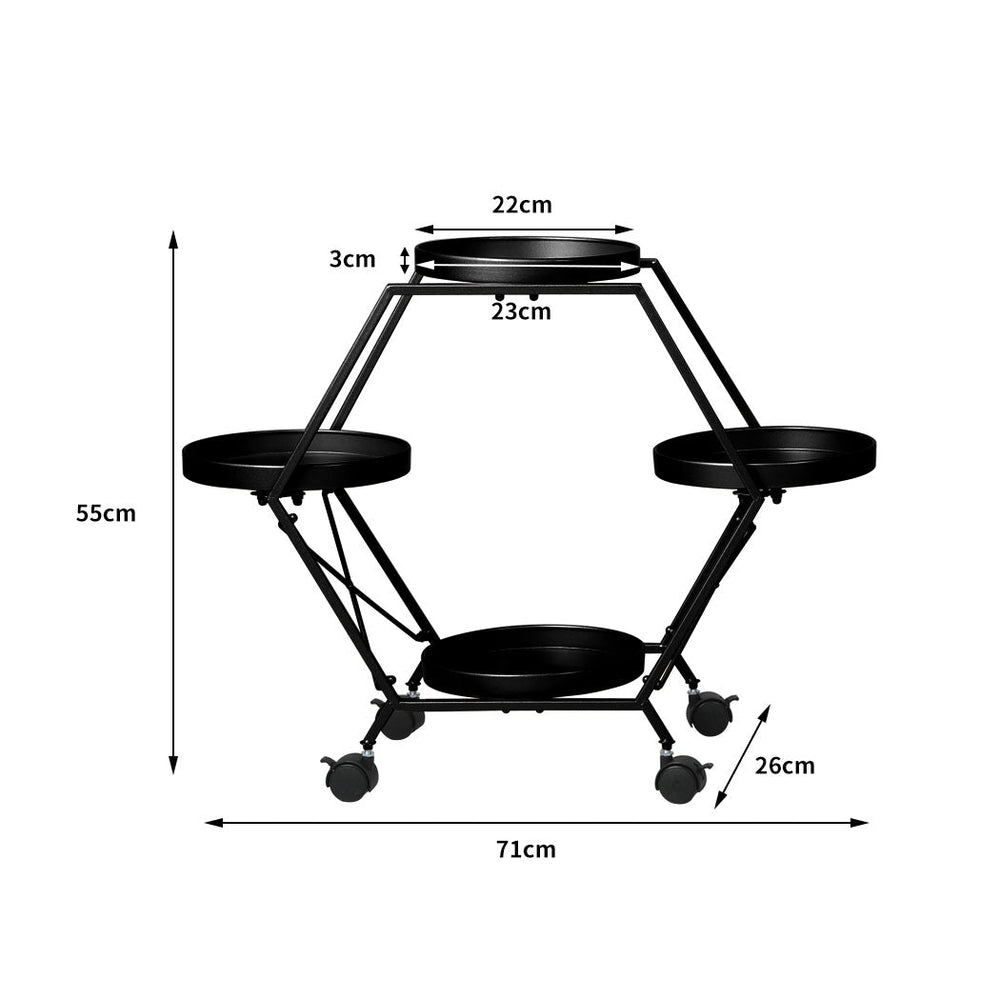 Levede Plant Stand Garden Outdoor Indoor Metal Home Decor Flower Pot Rack Wheels