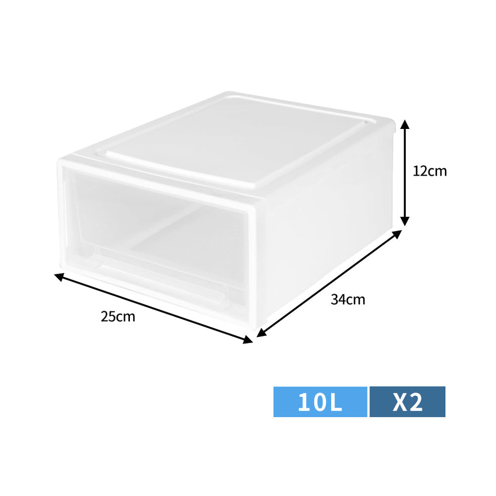 Traderight Group  Plastic Storage Drawers Stackable Containers Box Wardrobe Clothes Organiser 2PK