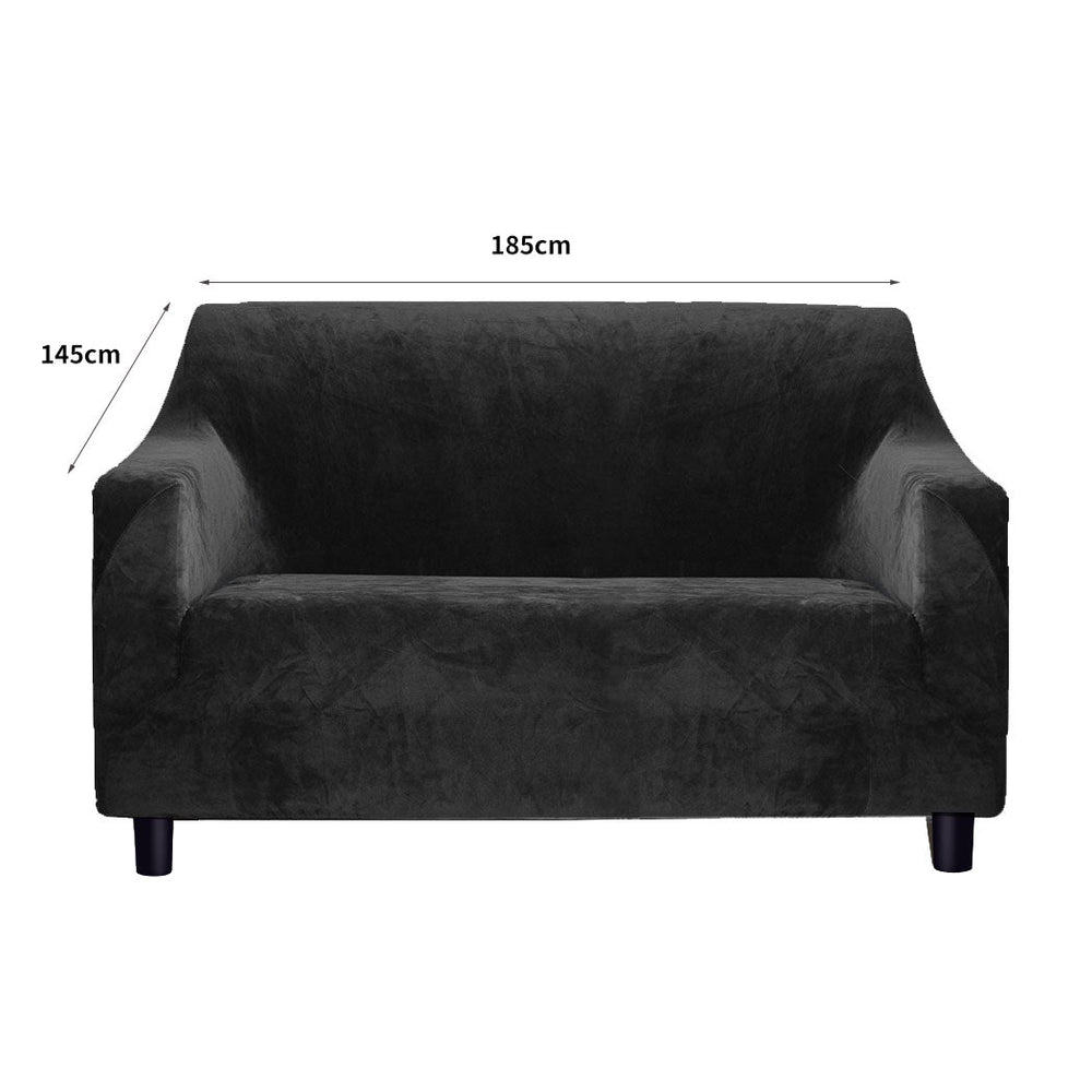 Marlow Sofa Covers 2 Seater High Stretch Slipcover Protector Couch Cover Black