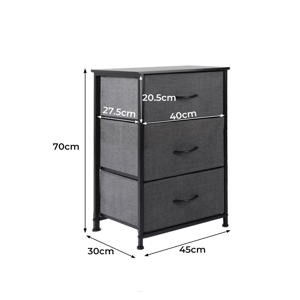 Levede Storage Cabinet Tower Chest of Drawers Dresser Tallboy 3 Drawer Bedside