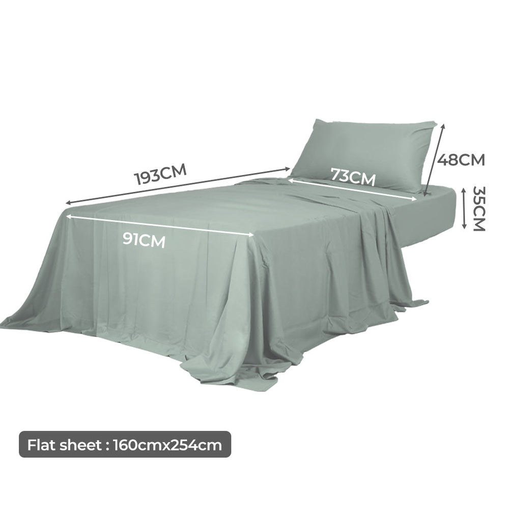 Dreamz Fitted Sheet Set Pillowcase Bamboo Single Grey Summer 3PCS