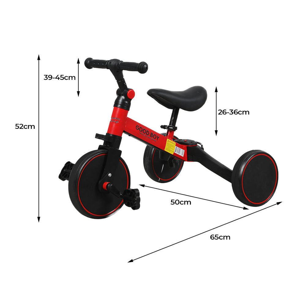 Bopeep Kids Tricycle Toddler Balance Bike 3 in1 Ride on Toys Toddler Push Trike