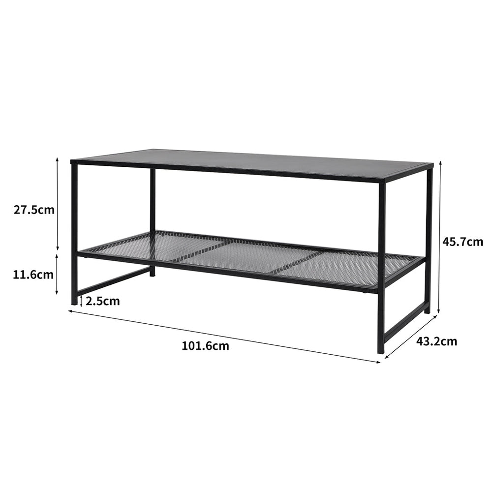 Levede Coffee Table Side End Spacious Design Steel Mesh Shelf Waterproof 101CM