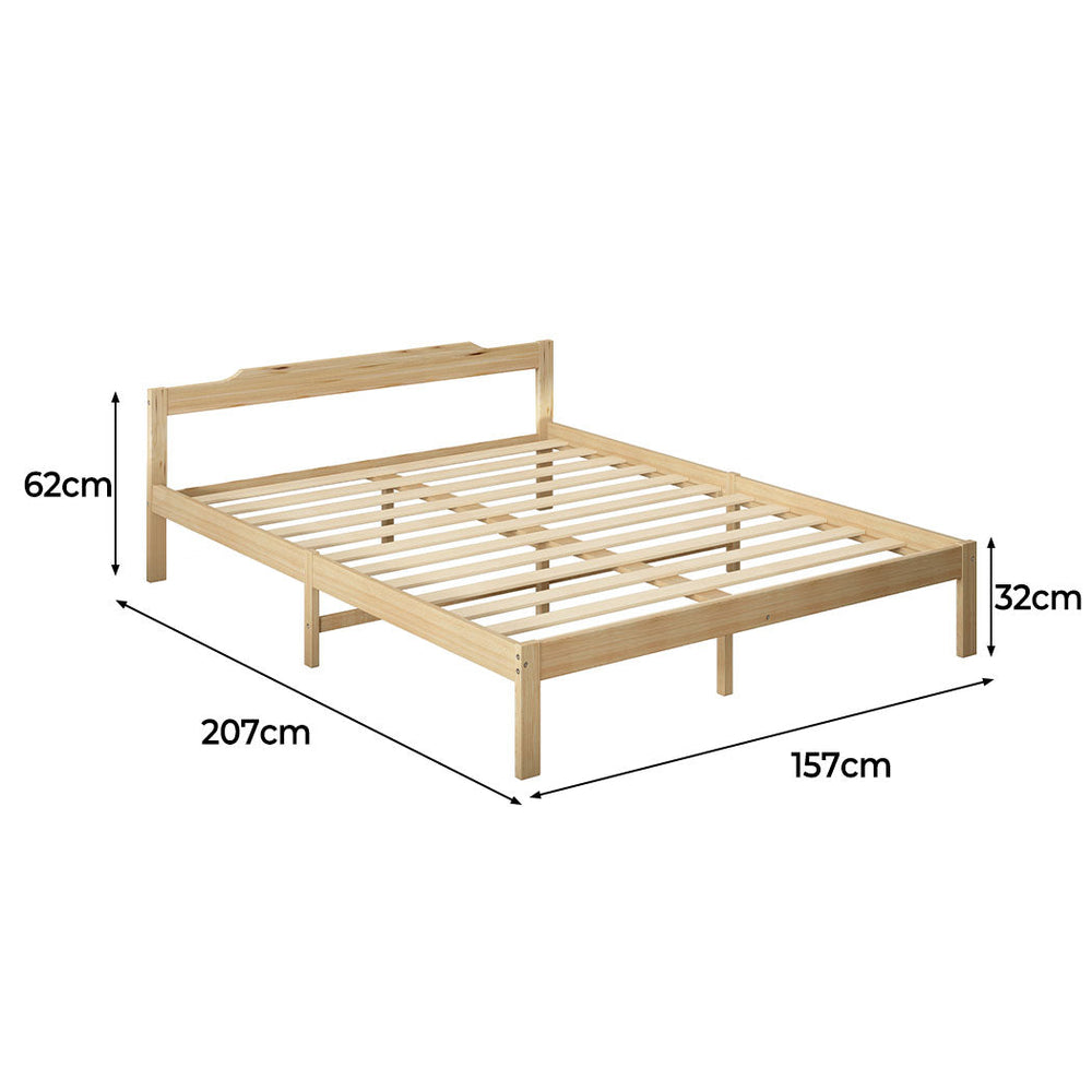 Levede Wooden Bed Frame Queen Size Mattress Base Solid Timber Pine Wood Natural