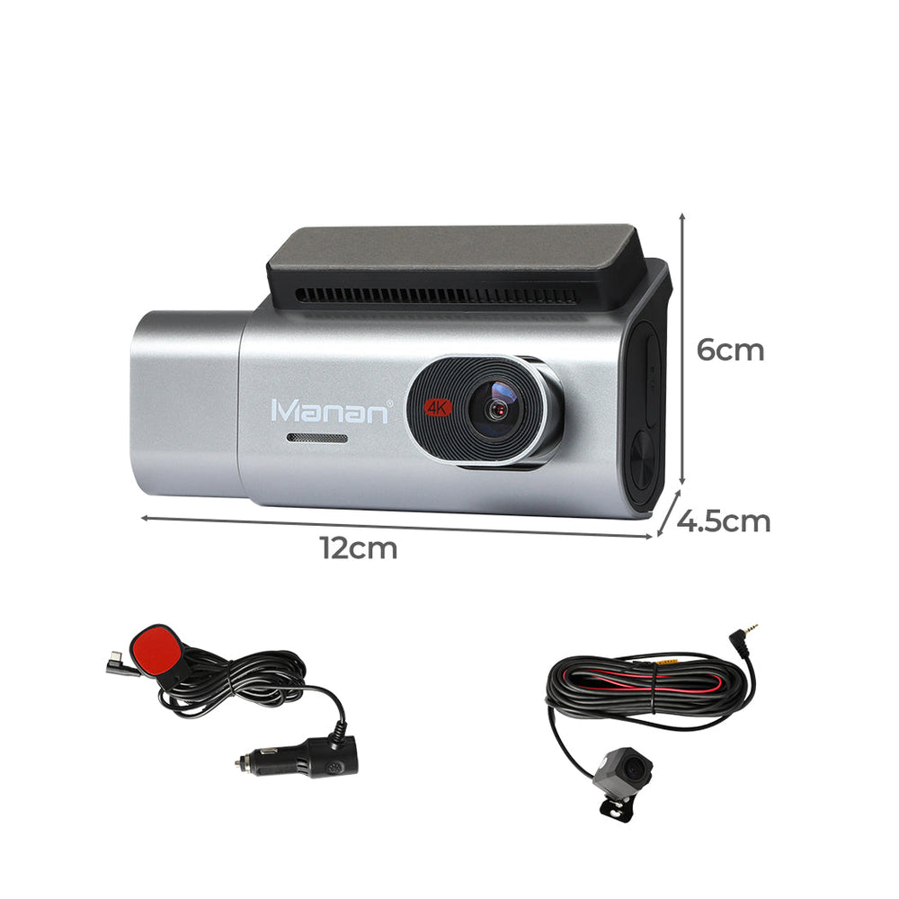 Maman 4K Dash Camera Front Rear Inside 3 Len Car Dashcam Recorder Wifi GPS 128G