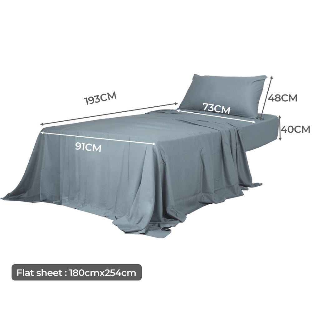 Dreamz Bamboo Sheet Set Fitted Pillowcase Single Size Grey 3PCS Set
