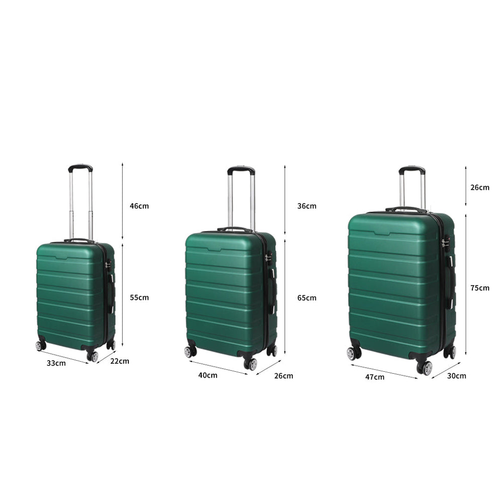 Slimbridge 3PC Luggage sets Suitcase 20&quot; 24&quot; 28&quot; Set Travel TSA Hard Case Green