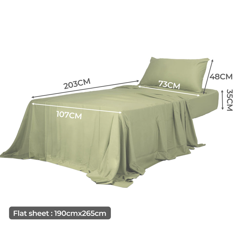 Dreamz Fitted Sheet Set Pillowcase Bamboo King Single Sage Green 3PCS