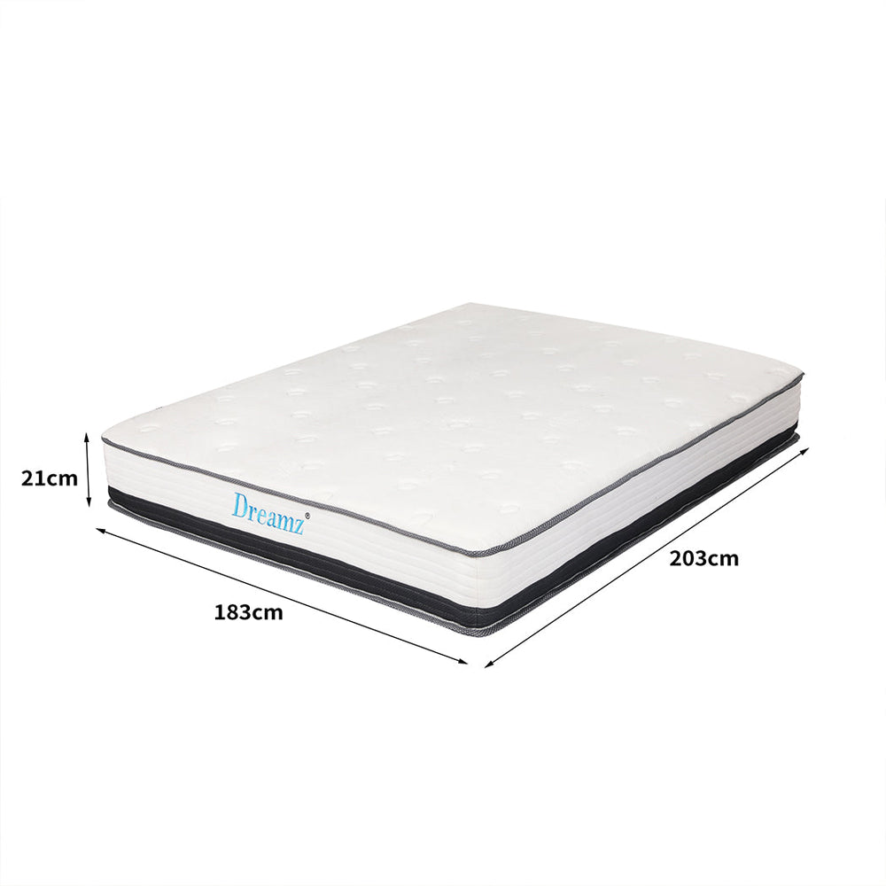 Dreamz Pocket Spring Mattress HD Foam Medium Firm Bedding Bed Top King 21CM