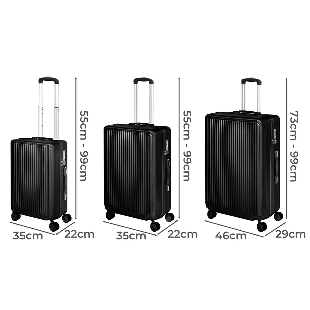 Slimbridge Luggage Suitcase Trolley Set Travel Lightweight 3pc 20&quot;+24&quot;+28&quot; Black