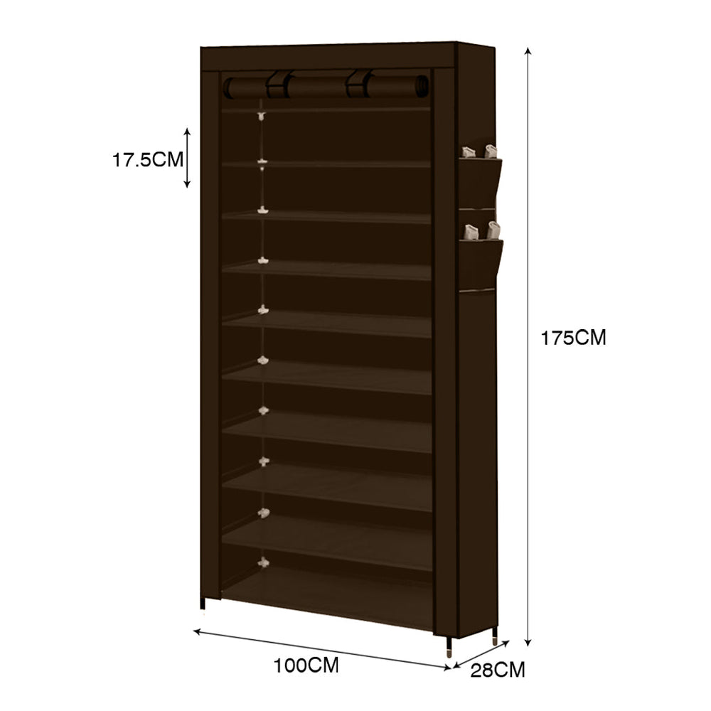 Levede 2pcs 10 Tier Shoe Rack Storage Cabinet Cube DIY Organiser Organizer Brown