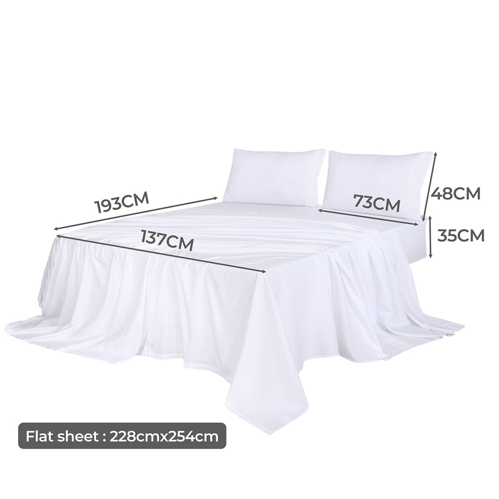 Dreamz Fitted Sheet Set Pillowcase Bamboo Double White Summer 4PCS