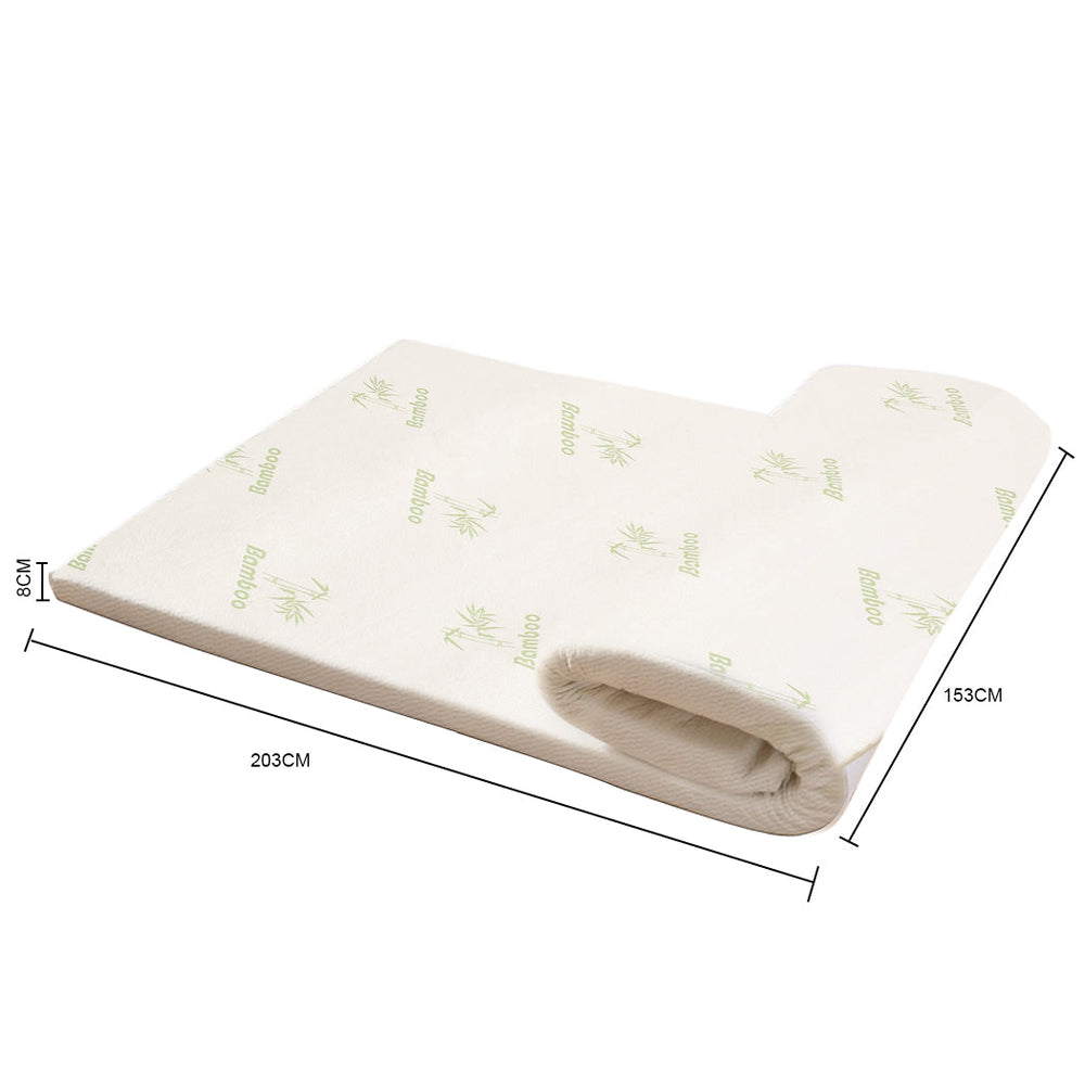 Dreamz Memory Foam Mattress Topper Bamboo Cover Washable 8CM Underlay Mat Queen