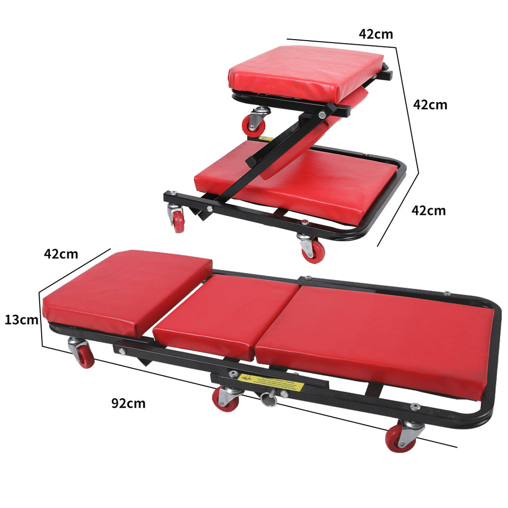 Traderight Folding Creeper Mechanic Stool Seat Garage Repair Trolley Workshop