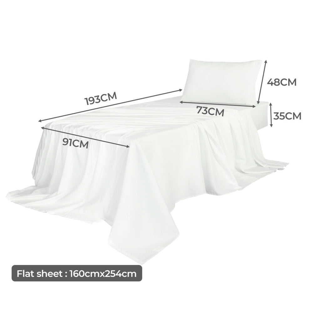 Dreamz Fitted Sheet Set Pillowcase Bamboo Single White Summer 3PCS