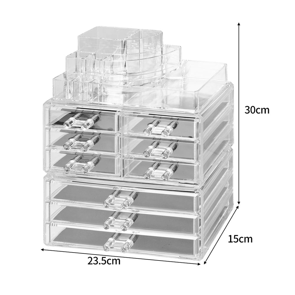 Traderight Group  Acrylic Makeup Storage Box Clear Cosmetic Organiser Jewellery Box 9 Drawer