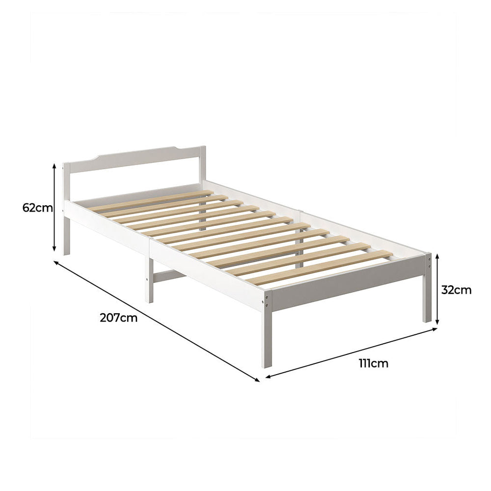 Levede Wooden Bed Frame King Single Mattress Base Solid Timber Pine Wood White