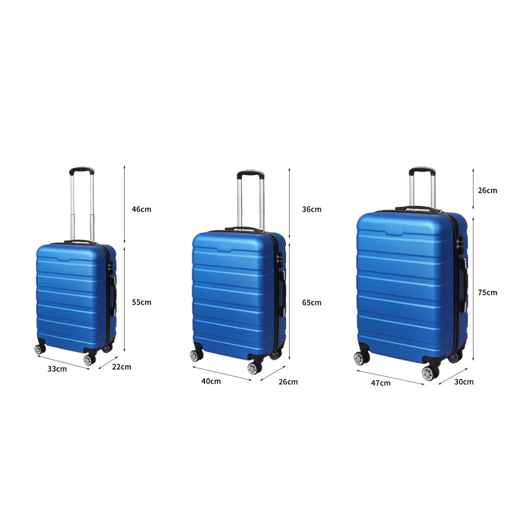 Slimbridge 3PC Luggage sets Suitcase 20&quot; 24&quot; 28&quot; Set Travel TSA Hard Case Blue