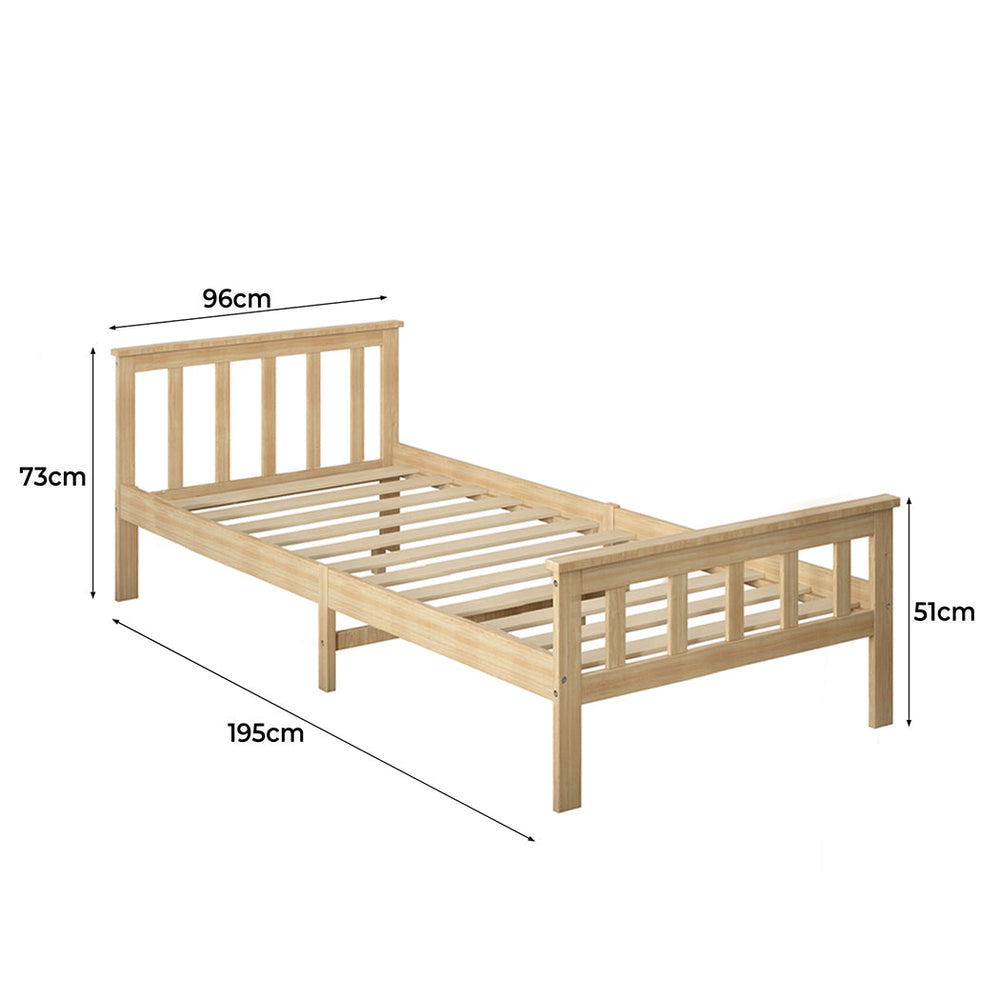 Levede Wooden Bed Frame Single Size Mattress Base Solid Pine Wood Natural