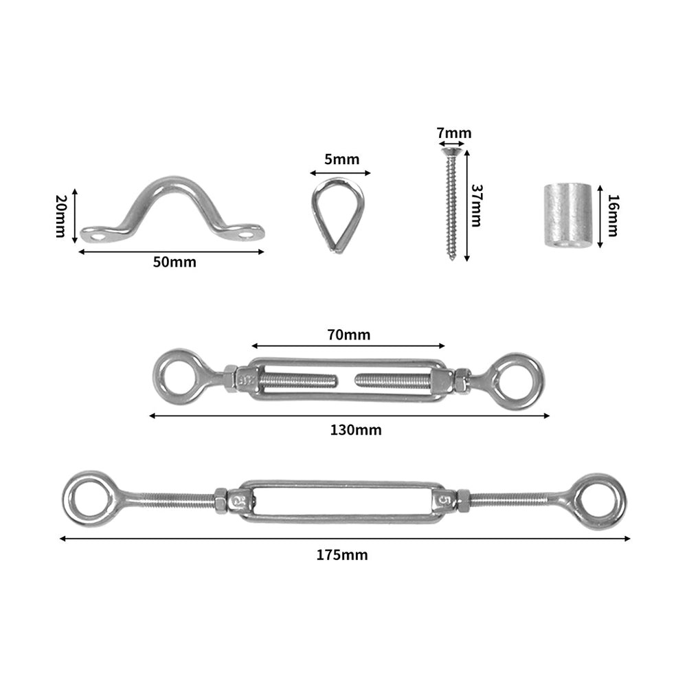 Traderight Balustrade Wire Kit Rope Stainless Steel Eye Fork Turnbuckle 10 Pack