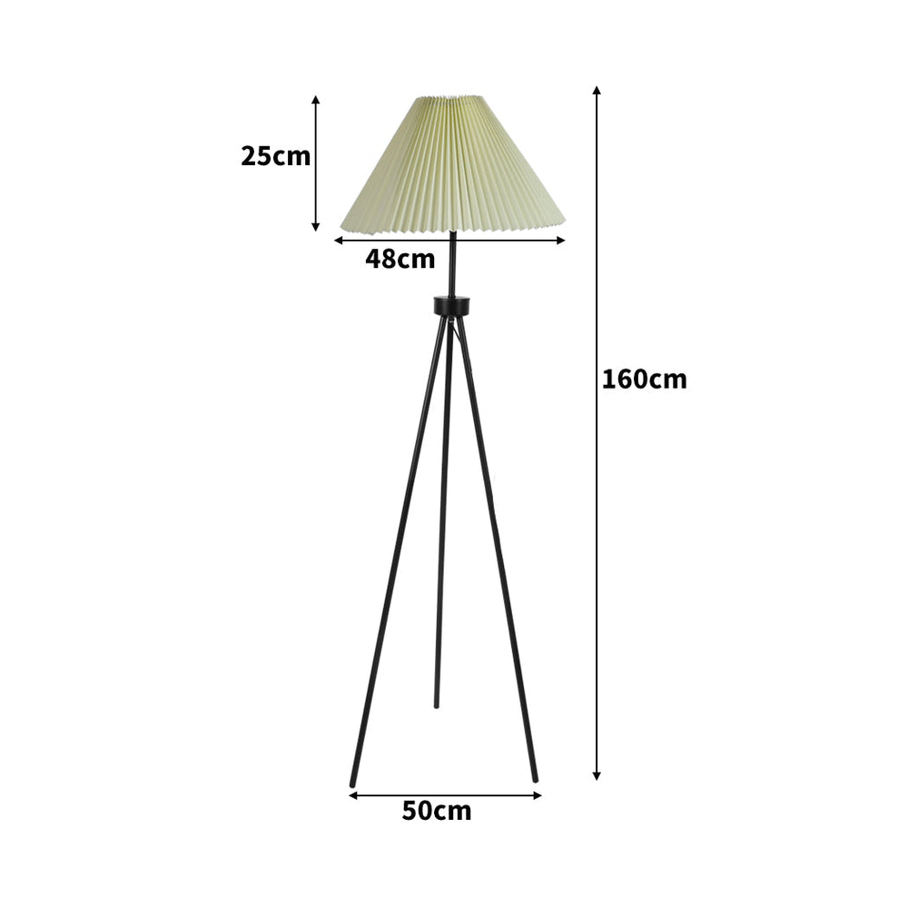 Emitto Modern Tripod Floor Lamp Linen Fabric Lampshade Home Decor Reading Beige