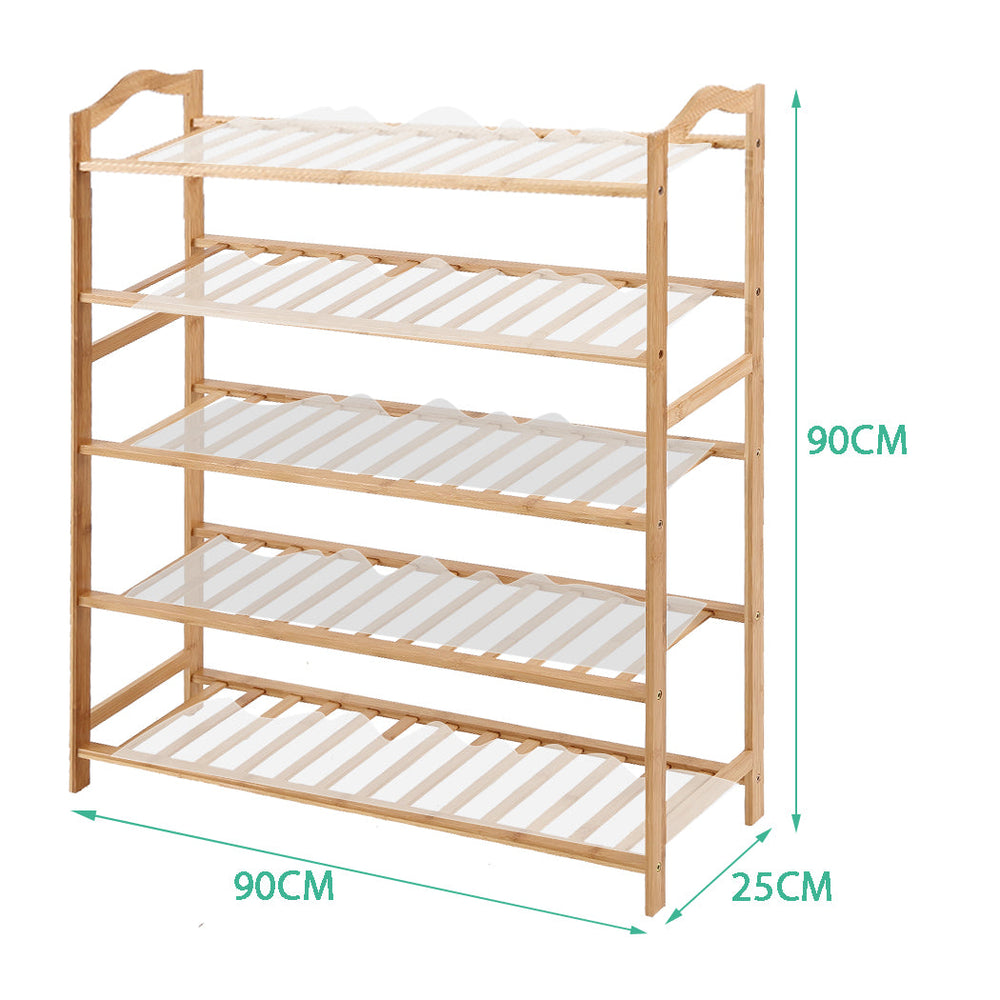 Levede Shoe Rack Bamboo Storage Wooden Organizer Shelf Stand 5 Tiers Layers 90cm