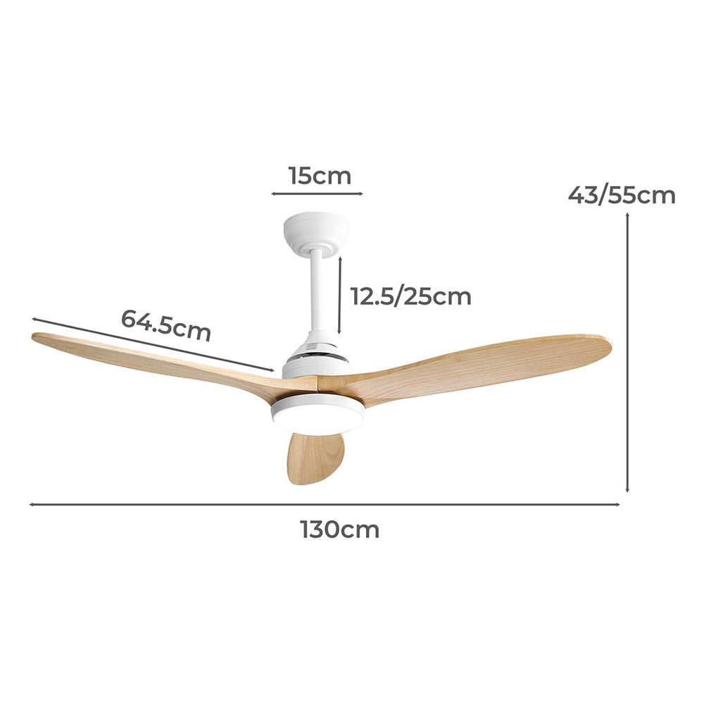 Spector 52&#39;&#39; Ceiling Fan LED Light DC Motor Remote Control 5 Speed Wooden Blade