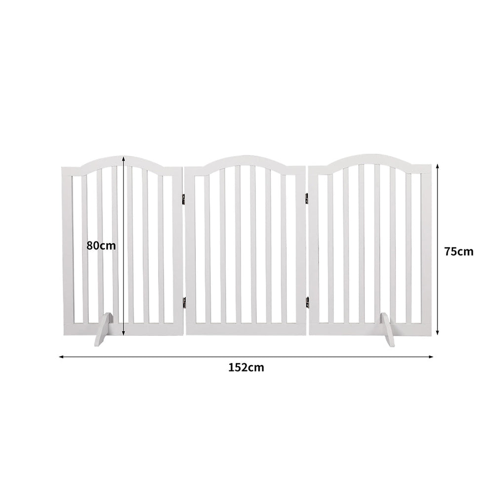 Pawz Wooden Pet Gate Dog Fence Safety Stair Barrier Security Door 3 Panels White