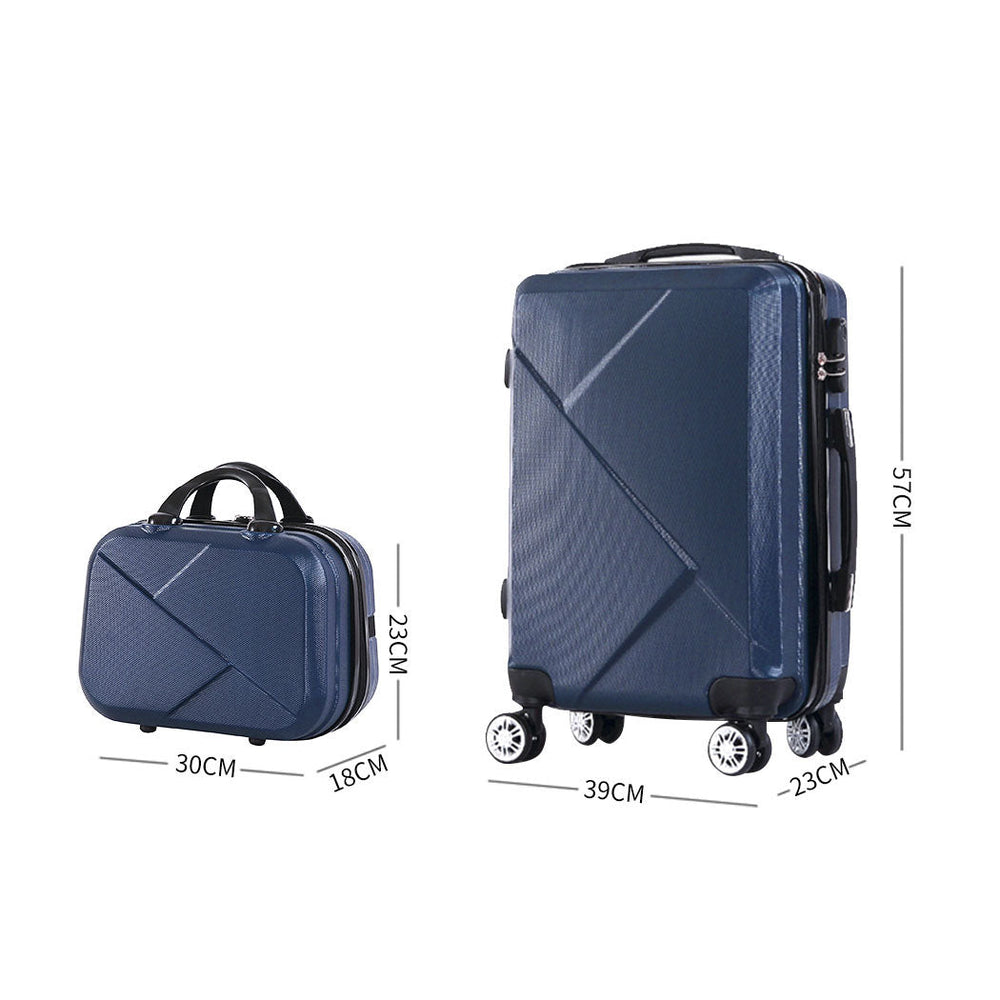 Slimbridge 2pcs 20&quot;Travel Luggage Set 12&quot;Hand Carry On Bag Suitcase Case Navy