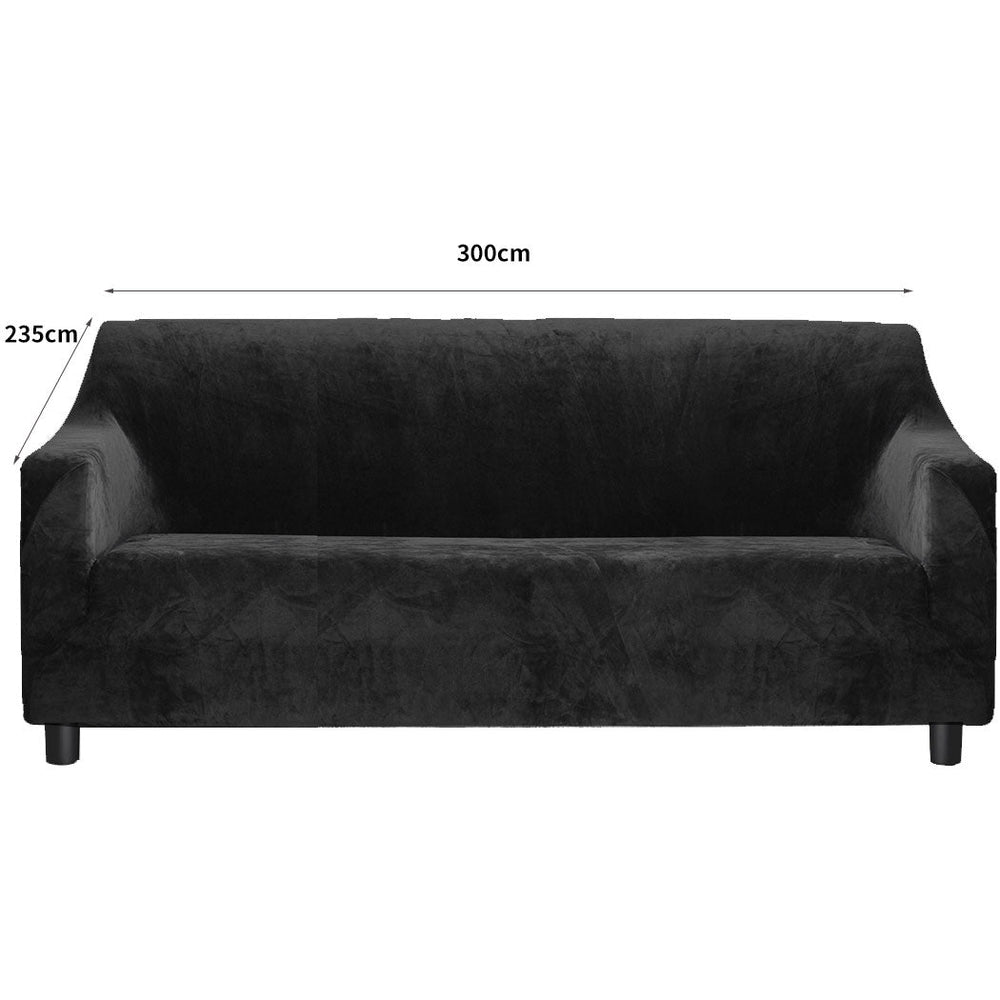 Marlow Sofa Covers 4 Seater High Stretch Slipcover Protector Couch Cover Black