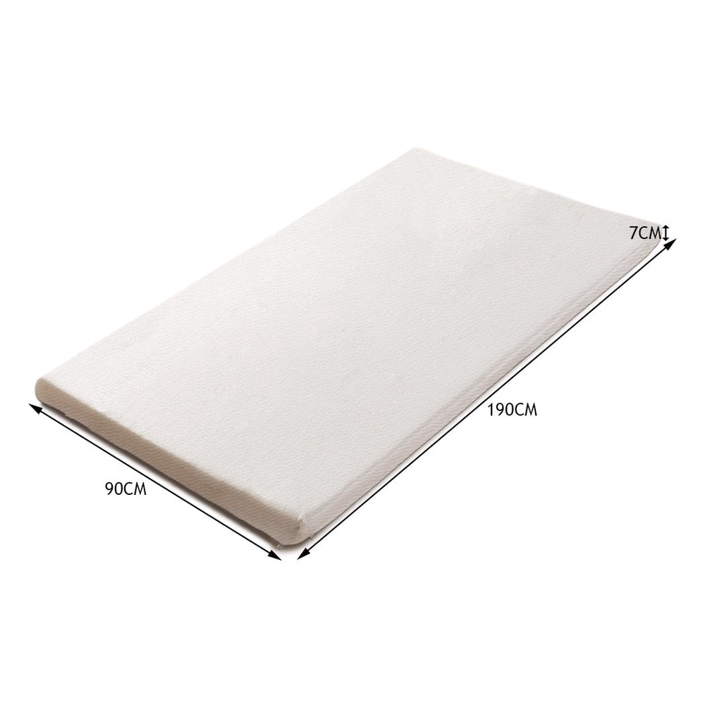 Dreamz 7cm Memory Foam Bed Mattress Topper Polyester Underlay Cover Single