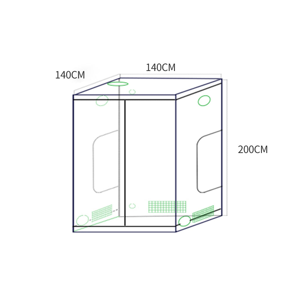 Traderight Group  Grow Tent Indoor System Hydroponics Room 600D Oxford Plant Aluminium 140x140x200