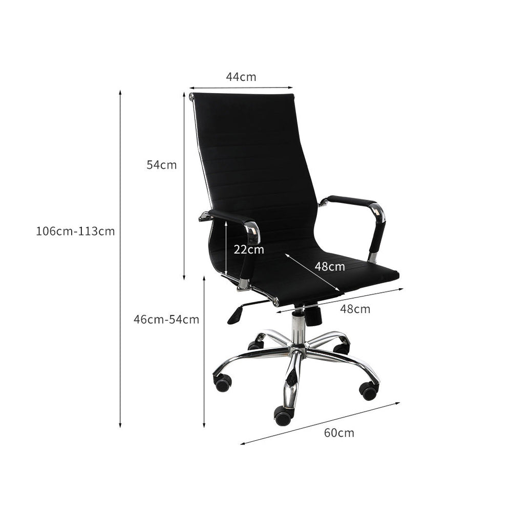Traderight Group  2x Office Chair Gaming Chairs Executive High-Back Computer PU Leather Seat Black
