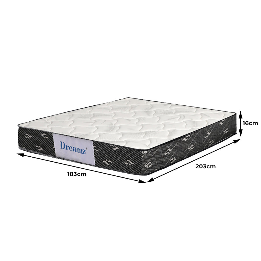 Dreamz Spring Mattress Bed Pocket Tight Top Foam Medium Soft King Size 16CM