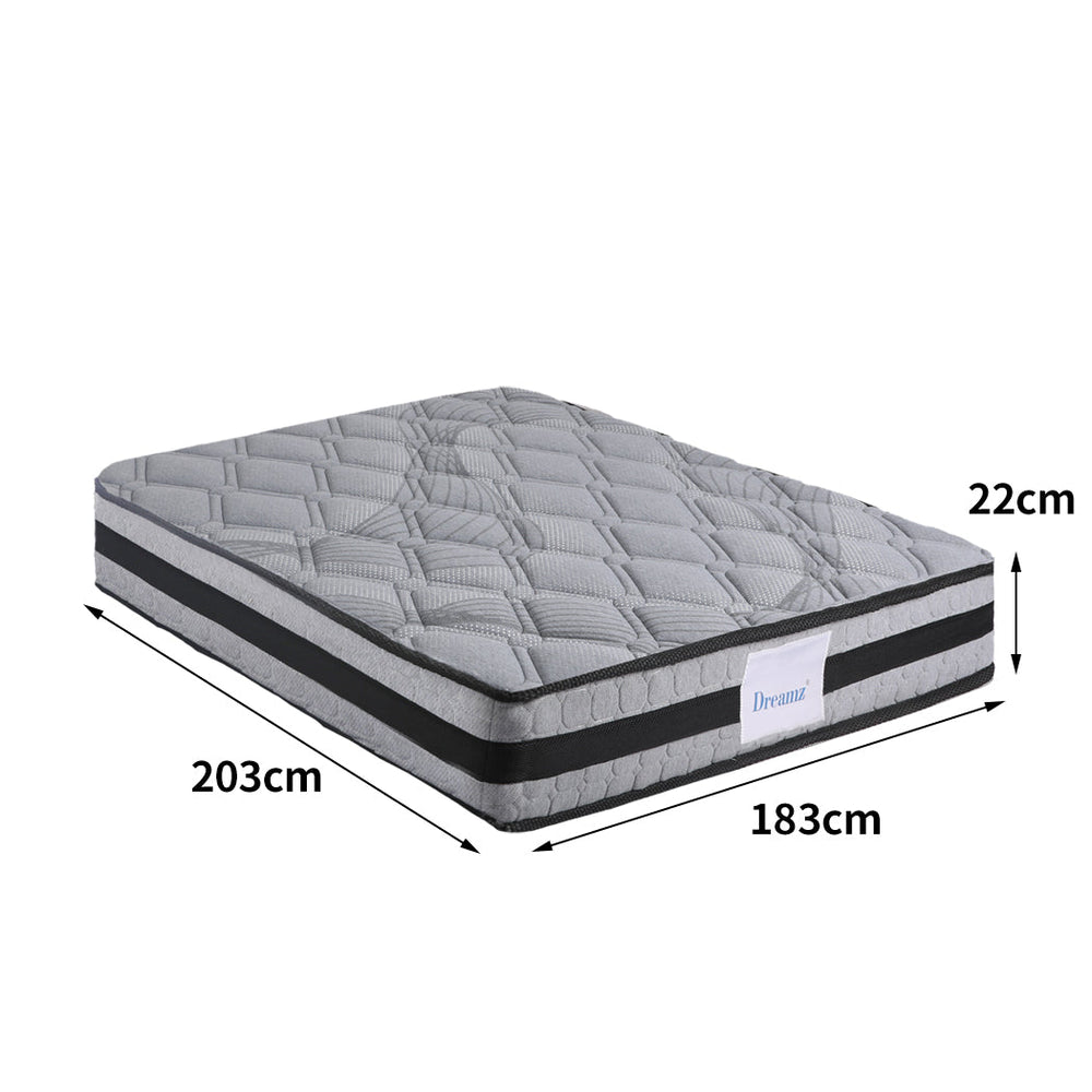 Dreamz Spring Mattress Bed Pocket Egg Crate Foam Medium Firm King Size 22CM